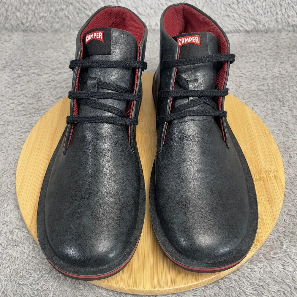Camper Chukka Boots Mens Size 12 Black Leather Casual Ankle Shoes 36530-008